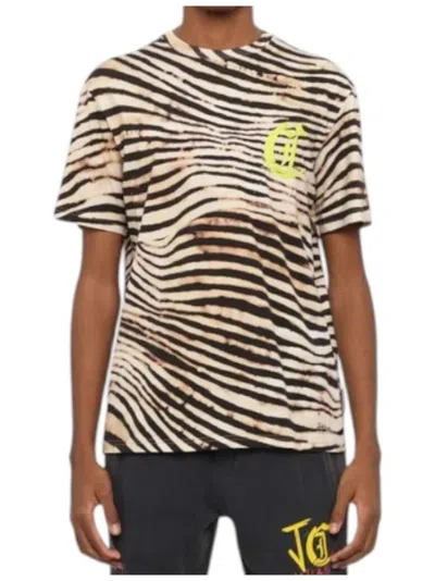Just Cavalli Jungle-print Monogram T-shirt In Brown