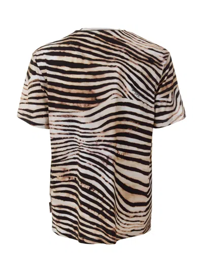 Just Cavalli Jungle-print Monogram T-shirt In Brown