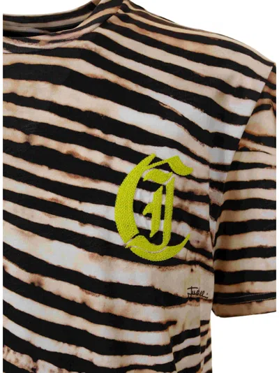 Just Cavalli Jungle-print Monogram T-shirt In Brown