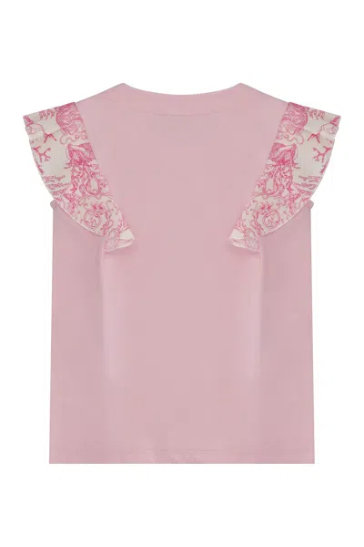 Young Versace Cotton Crew-neck T-shirt In Pink