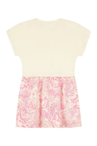 Young Versace Cotton Blend Dress In Pink
