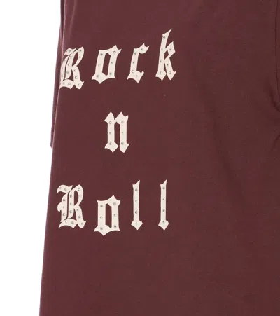 Zadig & Voltaire Crewneck Graphic Print Rock N Roll Beaded Top In Burgundy