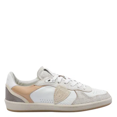 Philippe Model Veau Crackle Blanc Sable Sneakers In White