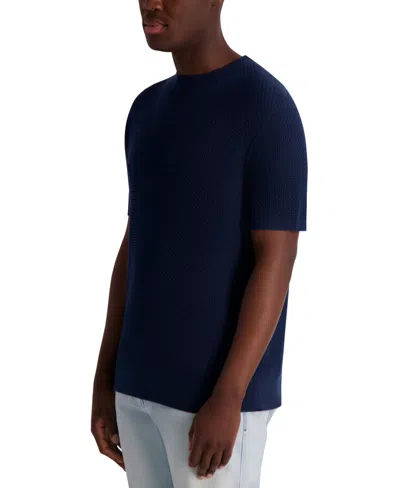 Karl Lagerfeld Kl Monogram Knitted Polo Shirt In Blue