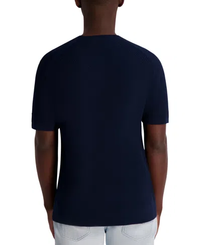 Karl Lagerfeld Kl Monogram Knitted Polo Shirt In Blue