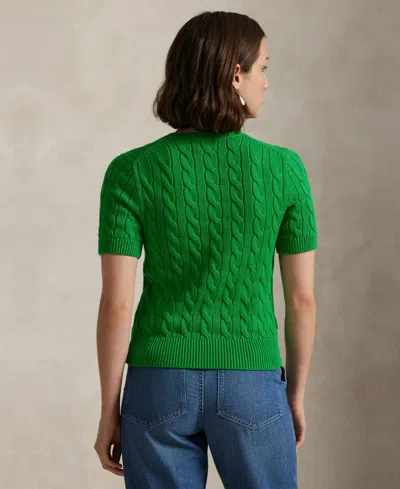 Polo Ralph Lauren Women's Cable-knit Cotton Short-sleeve Cardigan
