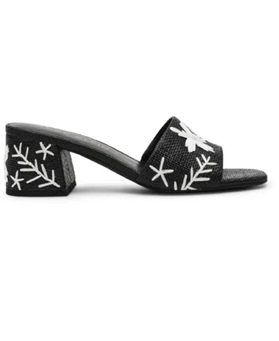 Anne Klein Women's Dolls Embroidered Raffia Block Heel Sandals