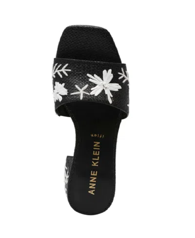 Anne Klein Women's Dolls Embroidered Raffia Block Heel Sandals
