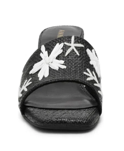 Anne Klein Women's Dolls Embroidered Raffia Block Heel Sandals