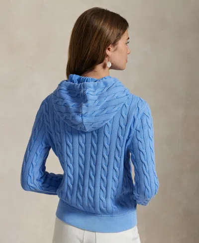 Polo Ralph Lauren Women's Cable-knit Cotton Full-zip Hoodie Sweatshirt