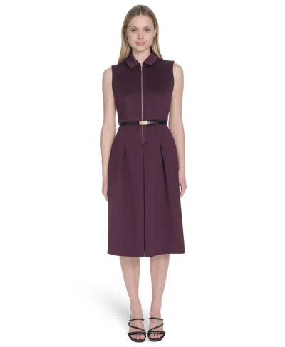 Calvin Klein Women's Sleeveless Scuba A-line Dress In Blue