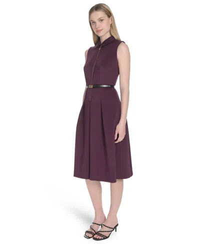 Calvin Klein Women's Sleeveless Scuba A-line Dress In Blue