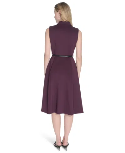 Calvin Klein Women's Sleeveless Scuba A-line Dress In Blue