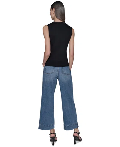 Karl Lagerfeld Women's Ribbed Button-front Sweater Tank Top