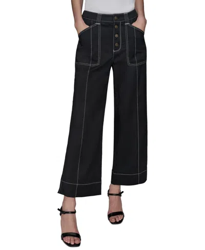 Karl Lagerfeld Women's Stitch-trimmed Cropped Pants In Black