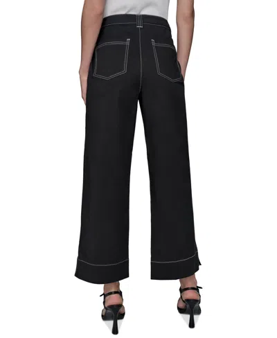 Karl Lagerfeld Women's Stitch-trimmed Cropped Pants In Black