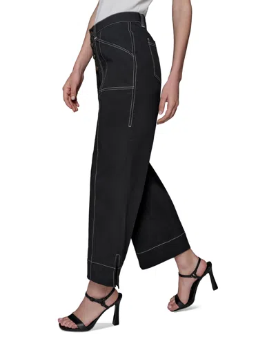 Karl Lagerfeld Women's Stitch-trimmed Cropped Pants In Black