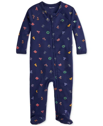 Polo Ralph Lauren Baby Boys Alphabet-print Coveralls In Blue