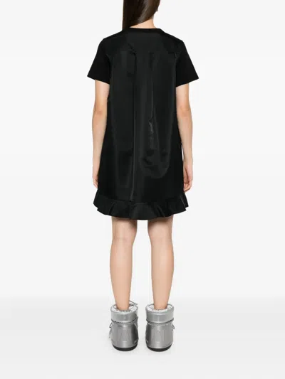 Sacai Pocket Ruffled Mini Day Dress In Black