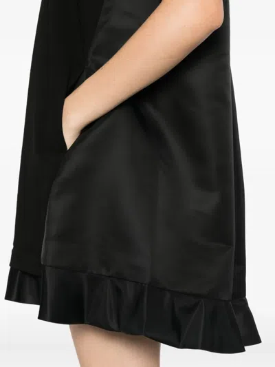 Sacai Pocket Ruffled Mini Day Dress In Black