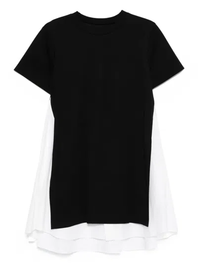 Sacai Layered Mini Day Dress In Black