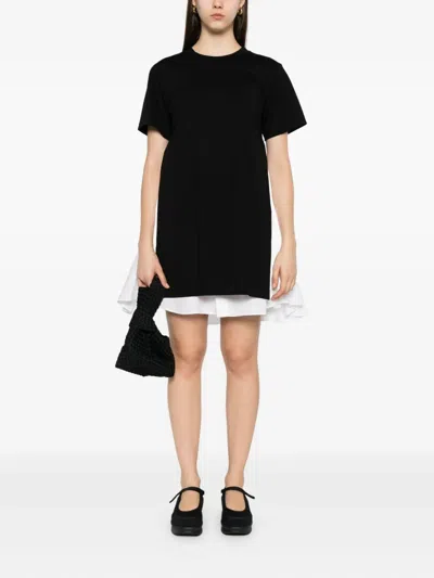 Sacai Layered Mini Day Dress In Black