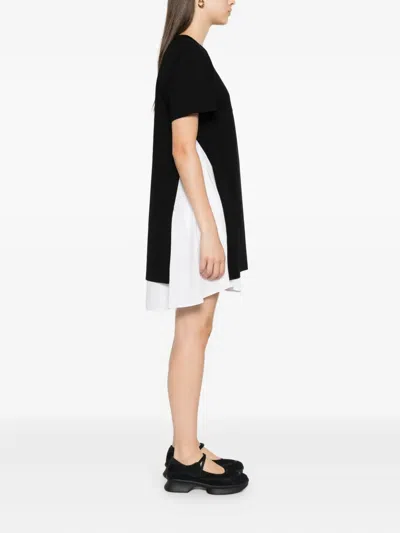 Sacai Layered Mini Day Dress In Black