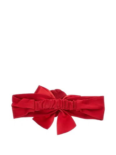 Monnalisa Flower-embellished Satin Headband In Red