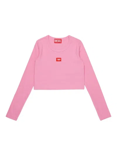 Diesel Logo-patch T-shirt In Pink