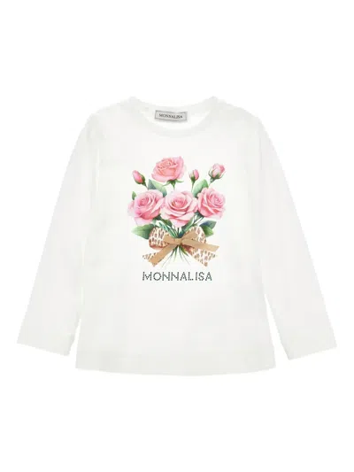 Monnalisa Floral-print Long Sleeve Top In Multi