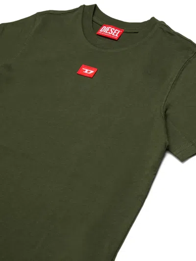 Diesel T-shirt In Jersey Con Patch D Rossa In Green