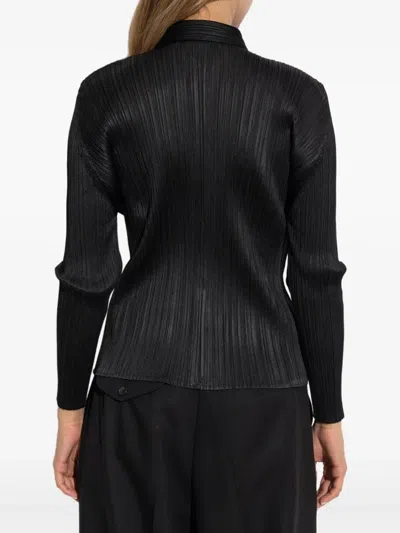 Issey Miyake Basics Pleated Long-sleeve Shirt In Black