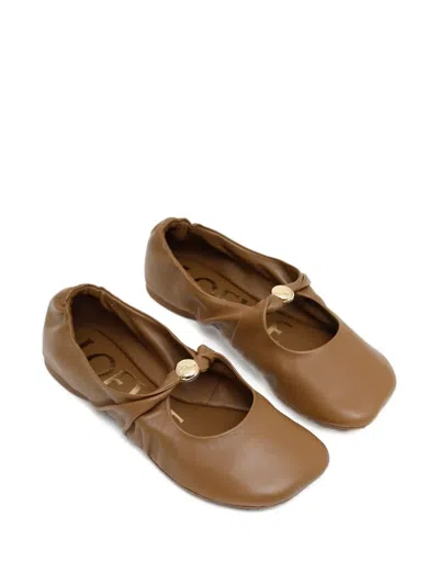 Loewe Pebble Soft Ballerina In Nappa Lambskin In Brown