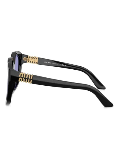 Miu Miu Oversized Geometric Frame Sunglasses With Elegant Detailing In Blue