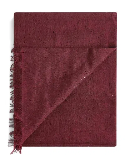 Brunello Cucinelli Sequin-embellished Fringed Scarf In Red