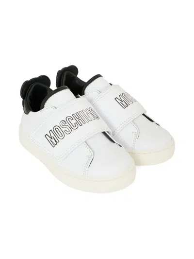 Moschino Logo-strap Teddy-bear Sneakers In White