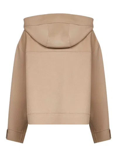 Weekend Max Mara Gary Hooded Wool Blend Jacket In Brown
