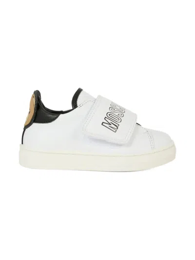 Moschino Logo-strap Teddy-bear Sneakers In White