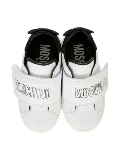 Moschino Logo-strap Teddy-bear Sneakers In White