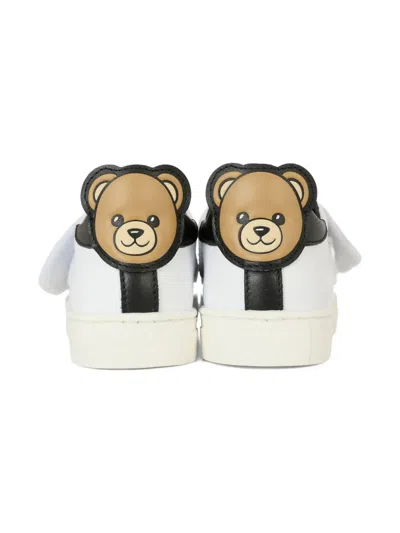 Moschino Logo-strap Teddy-bear Sneakers In White