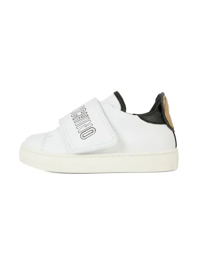 Moschino Logo-strap Teddy-bear Sneakers In White