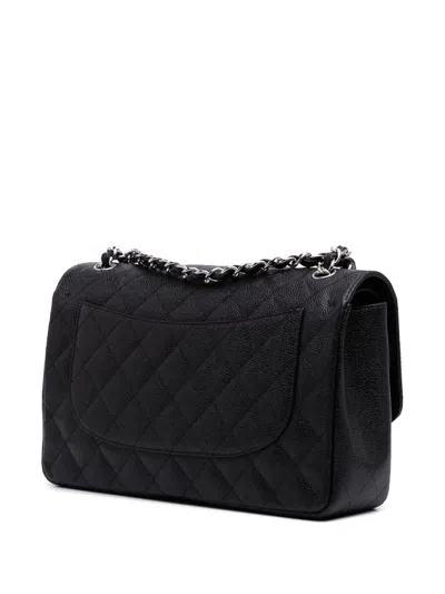 Pre-owned Chanel 2011 Jumbo Classic Caviar Double Flap Shoulder Bag