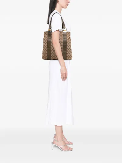 Pre-owned Gucci 2000-2015 Large Gg Canvas Bamboo Libeccio Tote Bag