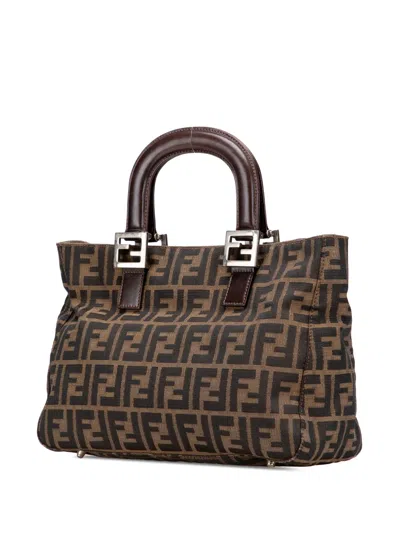 Pre-owned Fendi 2010-2025 Small Zucca Canvas Twins Tote Bag