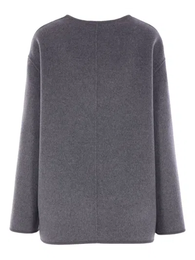 Rohe Mandarin Double Faced Wool Jacket Mid Grey Melange In Gray