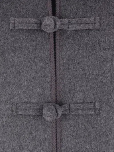 Rohe Mandarin Double Faced Wool Jacket Mid Grey Melange In Gray