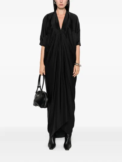 Rick Owens Black Concordians Kite Maxi Dress In Black