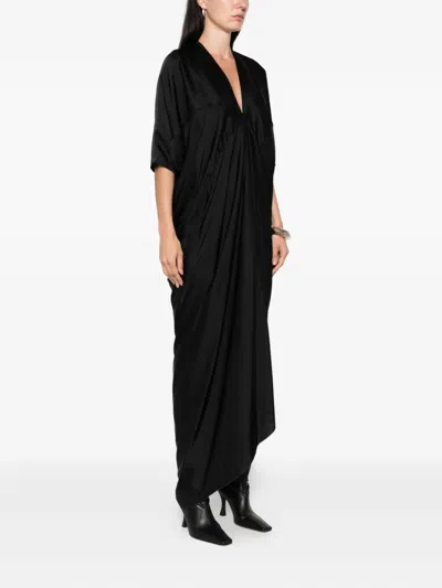Rick Owens Black Concordians Kite Maxi Dress In Black
