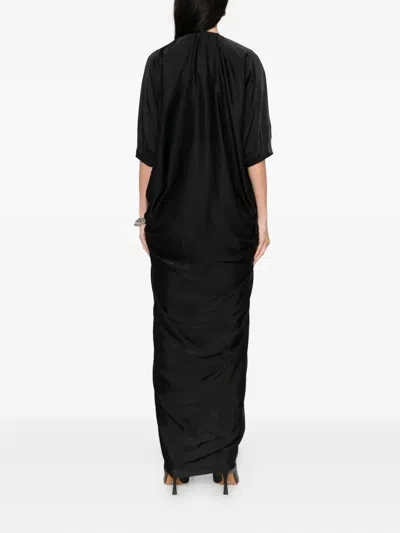 Rick Owens Black Concordians Kite Maxi Dress In Black