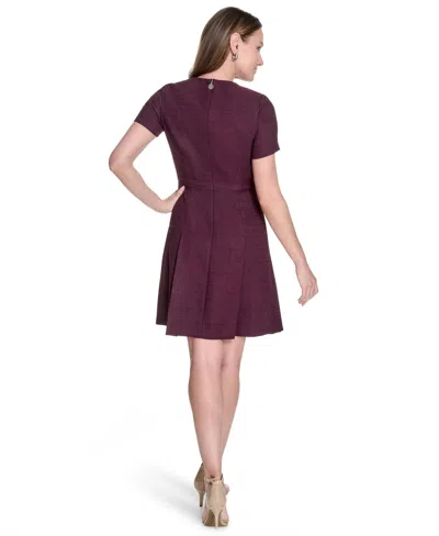 Tommy Hilfiger Women's Round-neck Fringe-trim Dress In Purple
